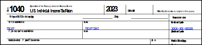 Image of font overlap on Form 1040